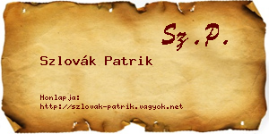 Szlovák Patrik névjegykártya