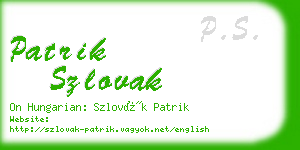 patrik szlovak business card